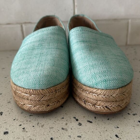 Naturalizer Thea 3 Turquoise Linen Espadrille Platform Slip On Loafers Size 8.5M - Picture 10 of 12